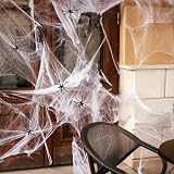 Jsdoin 60g Halloween Spider Web Decoration with 30 Spiders Stretchable Cobwebs view 4