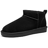 DREAM PAIRS Ankle Winter Mini Boots for Women Genuine Suede Faux Fur Lining Water Resistant Warm Snow Boots Slip On Memory Foam Comfort Booties FuzzyClassic
