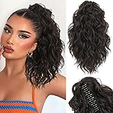 gulagula Ponytail Extension 12 Inch Claw Clip Ponytail Extension Clip on Ponytails for Women Drawstring Curly Ponytail Wig Sythetic Hair Pieces