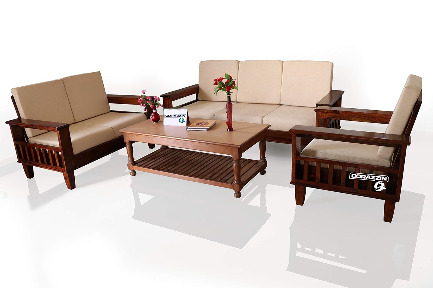 Corazzin Wood Sheesham Sofa Set For Living Room Wood Furniture