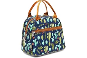 FlowFly Insulated Lunch Bag, Lunch Cooler Tote Organizer, Holder for Women/Men,Cactus
