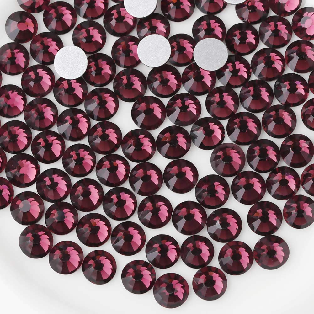 Beadsland 1440 PCS Flat Back Crystal Rhinestones Round Gems for Nail Art and Craft Glue Fix, Amethyst(SS16(3.8-4.0mm))