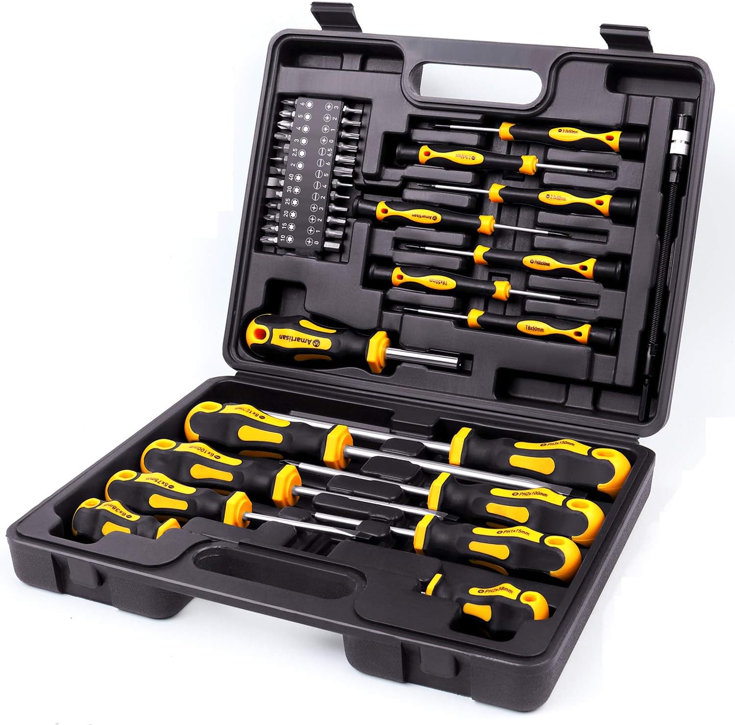 Amartisan 42-piece Magnetic Screwdriver Set with Case, Includs Slotted, Phillips, Hex, Pozidriv,Torx and Precision Screwdriver Set