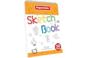 DagouColor Drawing Paper for Kids, 50 Sheets (100 Pages) 9"x12" Sketch Book, Double-Sided Papers, Spiral-Bound Smooth Drawing