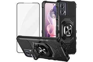 Ailiber for Motorola Moto G Power 5G 2024 Case, with Screen Protector, Ring Kickstand for Magnetic Car Mount, Military Grade, Shockproof Durable Cell Phone Cover for Motorola G Power 5G 2024-Black