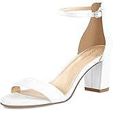 PIZZ ANNU Women's Open Toe Ankle Strap Low Block Chunky Heels Sandals Party Dress Pumps Shoes Strappy Buckle Sandals with 2.6" Tall Thick Heel Design