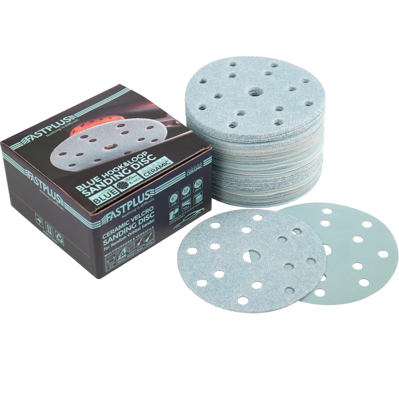 150mm Sanding Discs,6 Inch15 Holes Sanding Disc Pads, 800 Grit Hook and Loop Sanding disc for Wood Metal Car Sanding and Polishing,Orbital Sanding Discs(100Pcs）