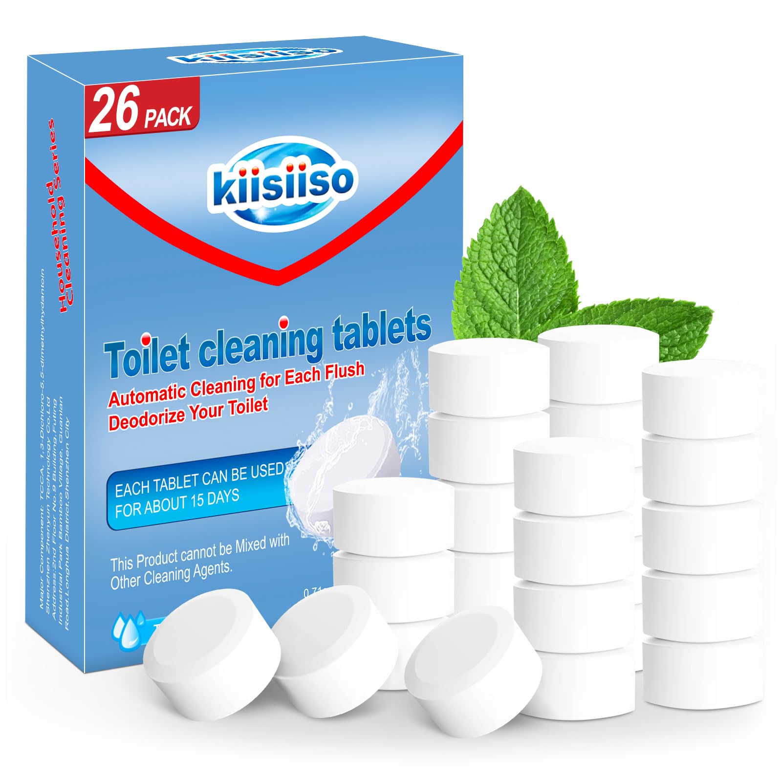 Photo 1 of KIISIISO Toilet Bowl Cleaners 26 PACK, Automatic Toilet Bowl Cleaner Tablets for Deodorizing & Descaling, Long-Lasting Cleaning Tablets for Toilet Tank Against Tough Stains