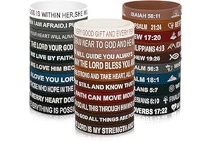 JUNEBRUSHS 42pcs Bible Verse Silicone Bracelets Bulk Inspirational Christian Rubber Bracelets Faith Hope Wristbands Jesus Rubber Wristbands for Men Women Party Christian Gifts(21 Designs)