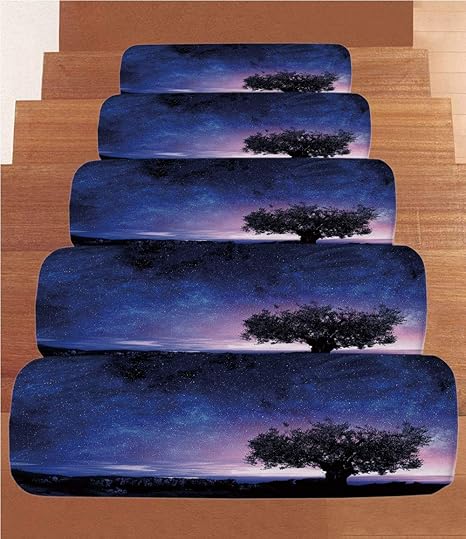 Amazon Com Night Sky Coral Fleece Stair Treads Stair Tread Mats