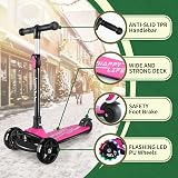 besrey Kids Kick Scooter 3-Wheel 3-10 Adjustable Height LED Wheels Folding view 3