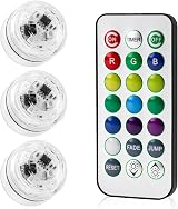 BakeWhiz 3 Pcs Mini Submersible LED Tea Lights RGB Remote Control Waterproof view 7
