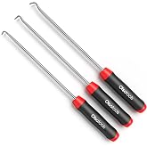 Olsa Tools Flat Pick and Hook Set - 3pc Non-Marring Pick Tools - Automotive O-Ring &amp; Seal Removal Hook Set - Durable Steel Flat Tip Picks with Ergonomic Handles - Professional-Grade - Part: 1815