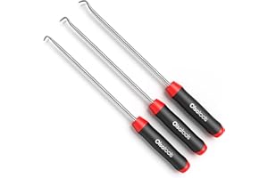 Olsa Tools Flat Pick and Hook Set - 3pc Non-Marring Pick Tools - Automotive O-Ring & Seal Removal Hook Set - Durable Steel Flat Tip Picks with Ergonomic Handles - Professional-Grade - Part: 1815