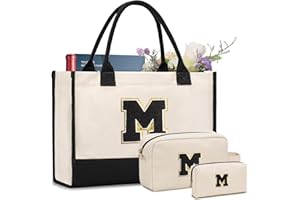 GASSDA Initial Canvas Tote Bag Birthday Gifts For Women Monogram Personalized Gifts For Women Mom Teachers Bridesmaids