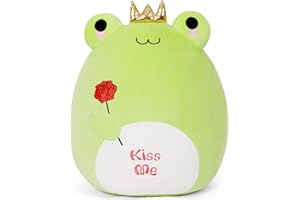 OurHonor Valentines Day Plush, Soft Frog Stuffed Animals with Red Heart and Rose, Cute Stuffy Doll Pillow Toys Frog Valentines Gifts for Her Girlfriend Lover Mom Kids