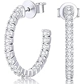 KSTYLE Moissanite Earrings Open Hoop Earrings 20/25/30mm | D Color-VVS1| 14K Yellow/White Gold Plated S925 Sterling Silver Hoops Earring Hypoallergenic Moissanite Hoop Earring for Women Gift for Her, 0.6ct-1ct