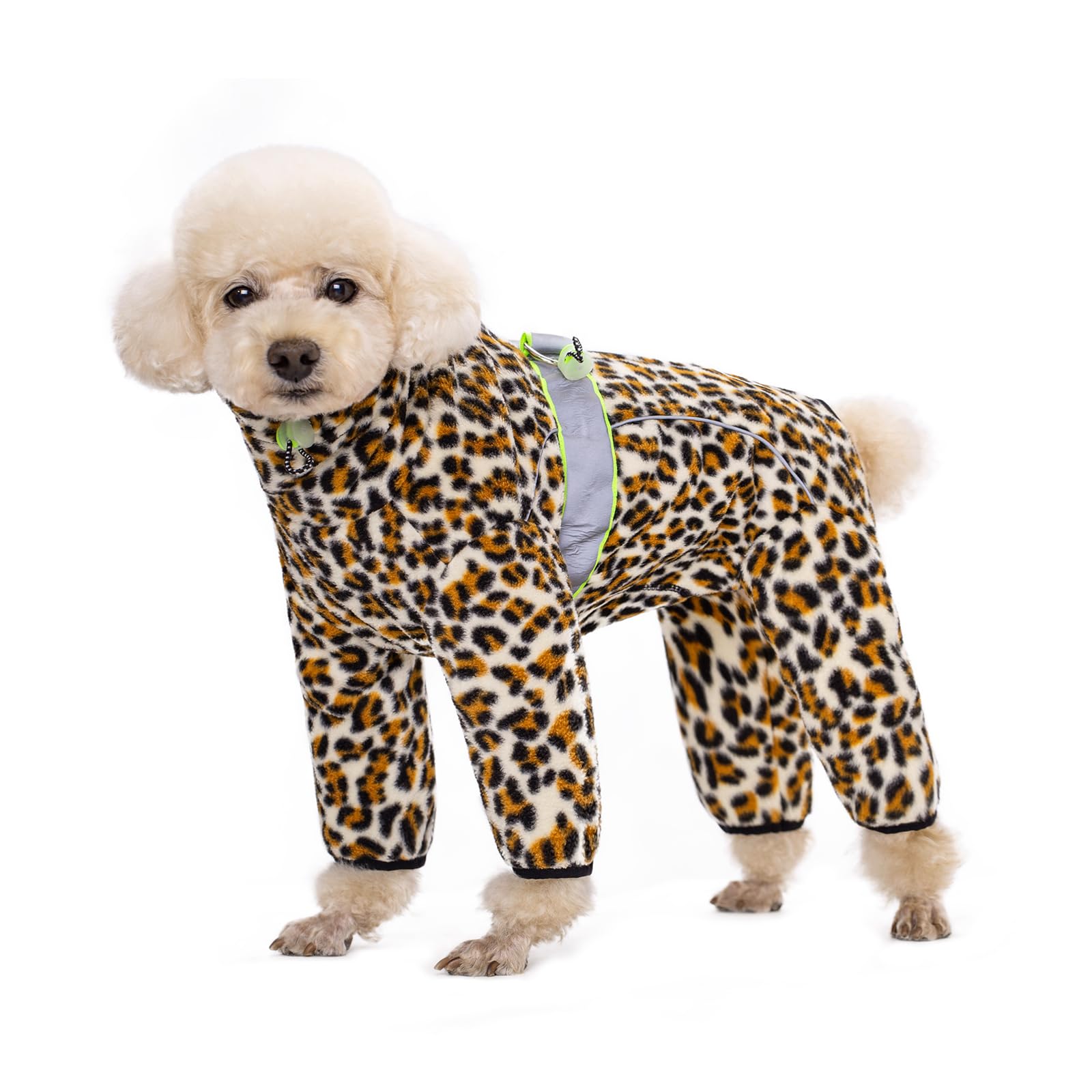 BT Bear Warm Coats Jackets for Small Dogs, Adjustable Dog Warm Fleece Jumpsuit Clothes With D-Ring Dog Winter Coat for Small Dogs,Leopard M