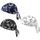 DANLCUPL 3 Pcs DOO Rags Dew Rag Skull Cap Pirate Hat Cooling Head Wrap Bandana Helmet Liner for Men Cycling Motorcycle
