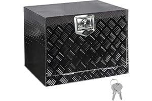 PRUNKUAR 24 Inch Truck Tool Box Aluminum Heavy Duty Trailer Tool Underbody Box, Waterproof for Pick Up Truck Bed, RV Trailer with Keys