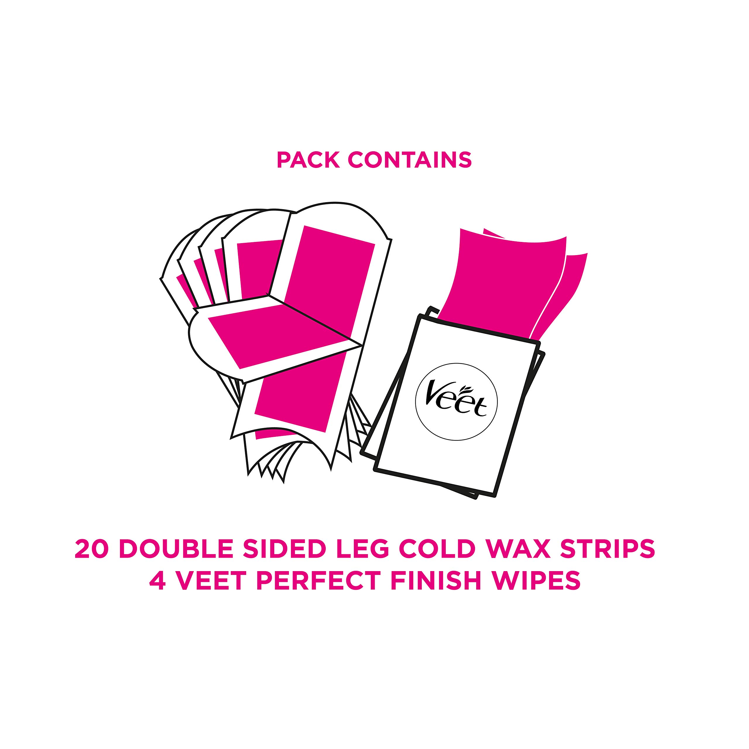 Veet Wax Strips for Sensitive Skin for Body and Legs, 20 Double Sided