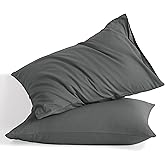 NTBAY Standard Cotton Pillowcases - Envelope Closure 20x26 Pillowcases Set of 2, Breathable and Soft Bed Pillow Cases, Dark Grey
