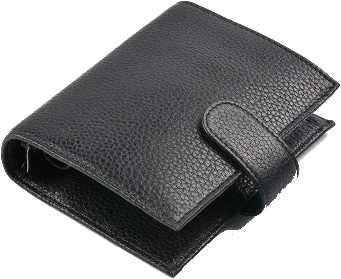 Leather Rings Notebook Binder Agenda Organizer Diary Journal Sketchbook Planner Big Pocket,Sw Black