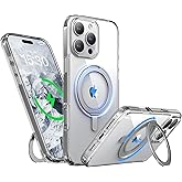Niunisi for iPhone 16 Pro Max Case 6.9-Inch with Magnetic 360° Ring Stand Compatible with MagSafe Crystal Clear Shockproof Protective Phone Cover 6.9" 2024, Clear
