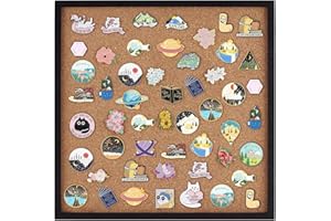 BENECREAT Pin Board Square Cork Board with Black Frame, 11.8x11.8inch Wall Mounted Cork Board for Brooch Pin Storage, Office Home Festival Wedding Decor, 0.7inch Thick