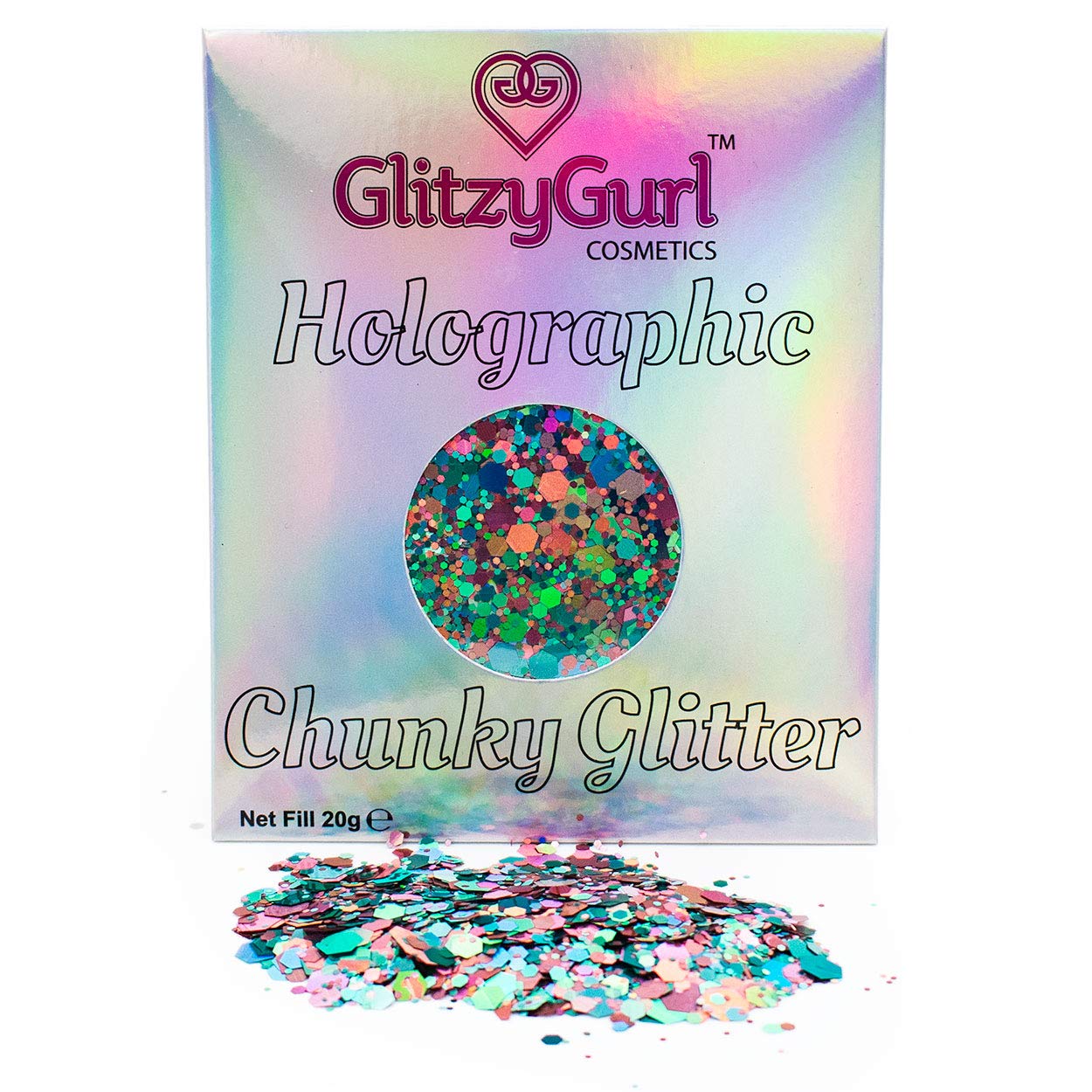 20g Holographic Chunky Glitter GlitzyGurl Festival Glitter Cosmetic Face Body Hair Nails
