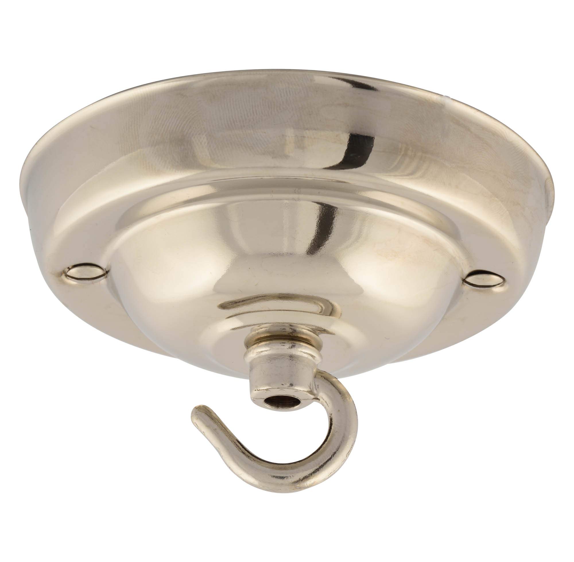 ElekTek 108mm Diameter Ceiling Rose with Hook Metallic Finishes Powder Coated Colours for Pendant Light Fittings and Chandeliers Nickel