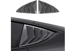 BoxCheer Rear Side Window Louvers Suitable for Tesla Model 3 2017-2024 Accessories Air Vent Scoop Shade Cover Sport Blinds - Black Carbon Fiber Pattern