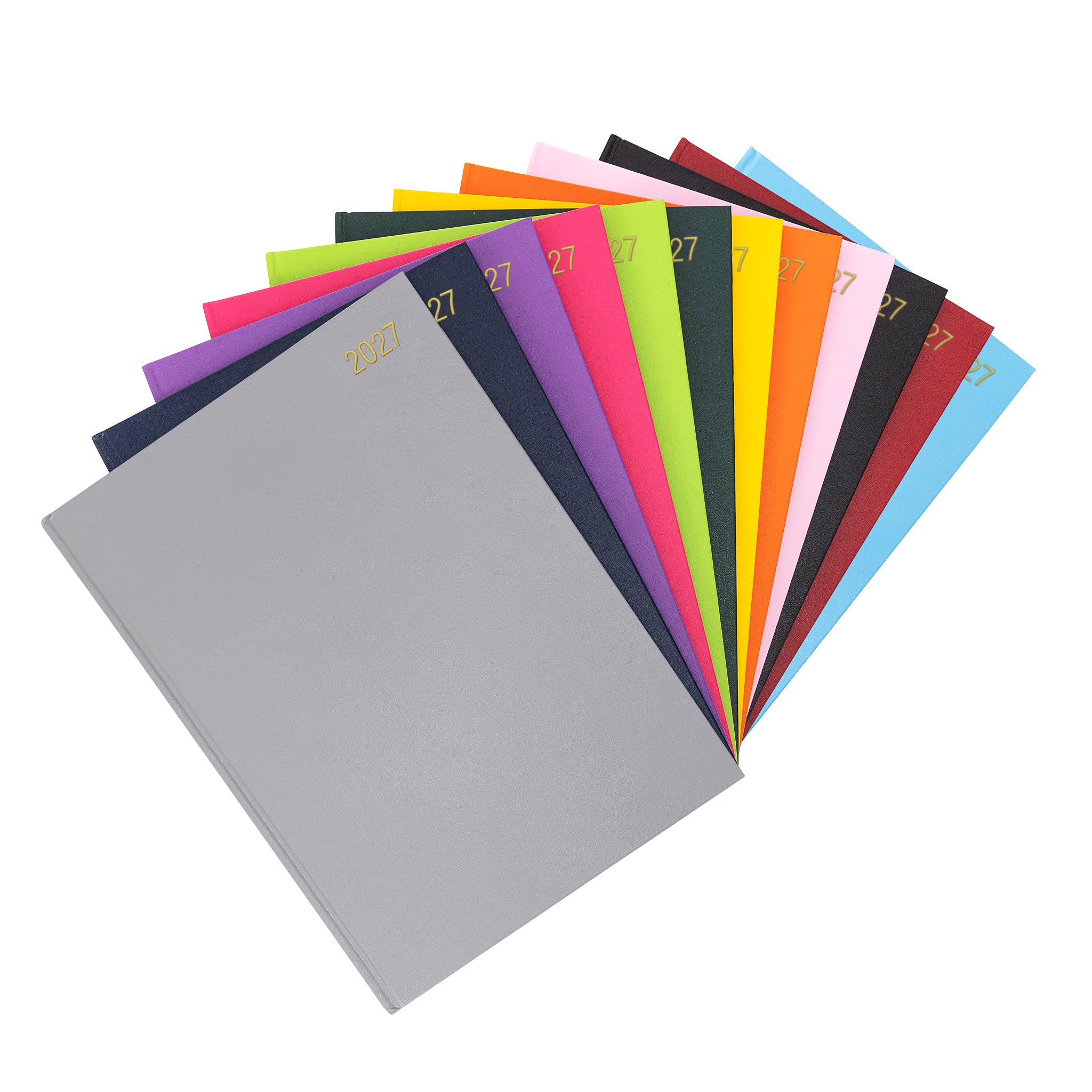 evelay 2027 Diary A4 A5 Page a Day - Hardback Planner Organiser Journal with 70gsm Paper & Ribbon Marker - Ideal for Work, School & Personal Planning (A4, Light Grey)