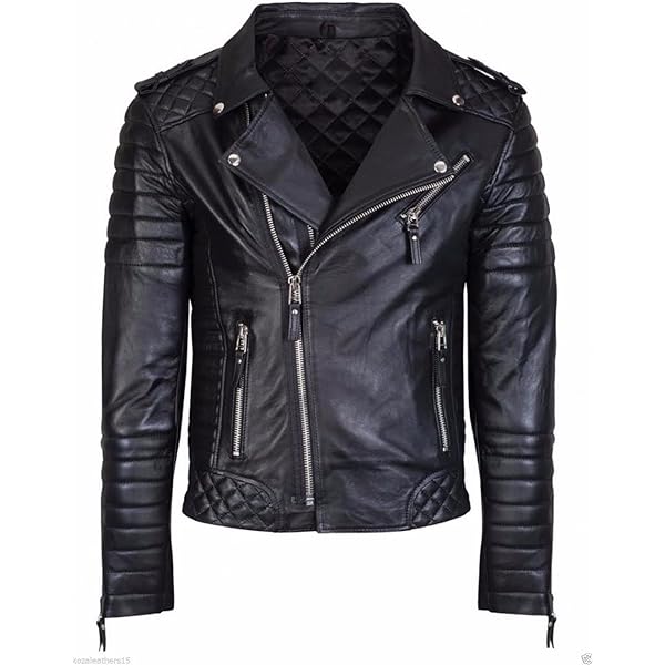 Men's Diamond Quilted Kay Michael Soft Leather Black Slim Fit