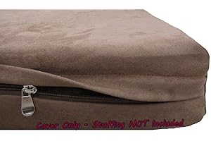 Dogbed4less DIY Pet Bed Pillow Brown Microsuede Duvet Cover and Waterproof Internal case for Dog at 47X29X4 Inch - Covers only