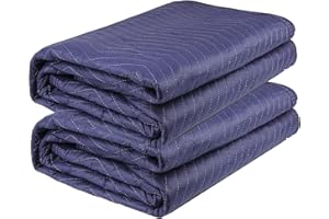 U HOMOVING 2 Pack Moving Blankets Heavy Duty 80"x72" Quilted Packing Blankets for Moving Furniture Padded Shipping Furniture Mover Blue