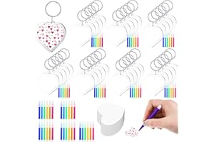 Batiyeer 72 Pcs DIY Keychain Making Kit for Father's Day Classroom Crafts, Keychain Maker Kit Classroom Paint Art DIY Gift(Heart)