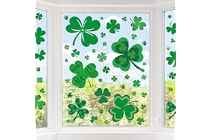 GYGOT St Patrick’s Day Shamrock Window Clings, 6 Sheets Extra Large Shamrock Window Clings Stickers,Reusable St Patricks Day Decorations for Glass Windows Irish Home Decor