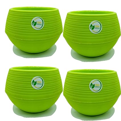 OSHIGREENS Self Watering Pots|4 Pack 5.5 Inch Colorful Pots with High Drainage Deep Reservoir|Self Watering Planter for Indoor Plants (Green)