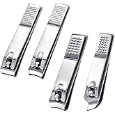 4 Pieces Straight Nail Clippers Set Stainless Steel Straight Edge Toenails Clippers Toe Nail Clipper Nails Cutters for Men Women Thick Nails
