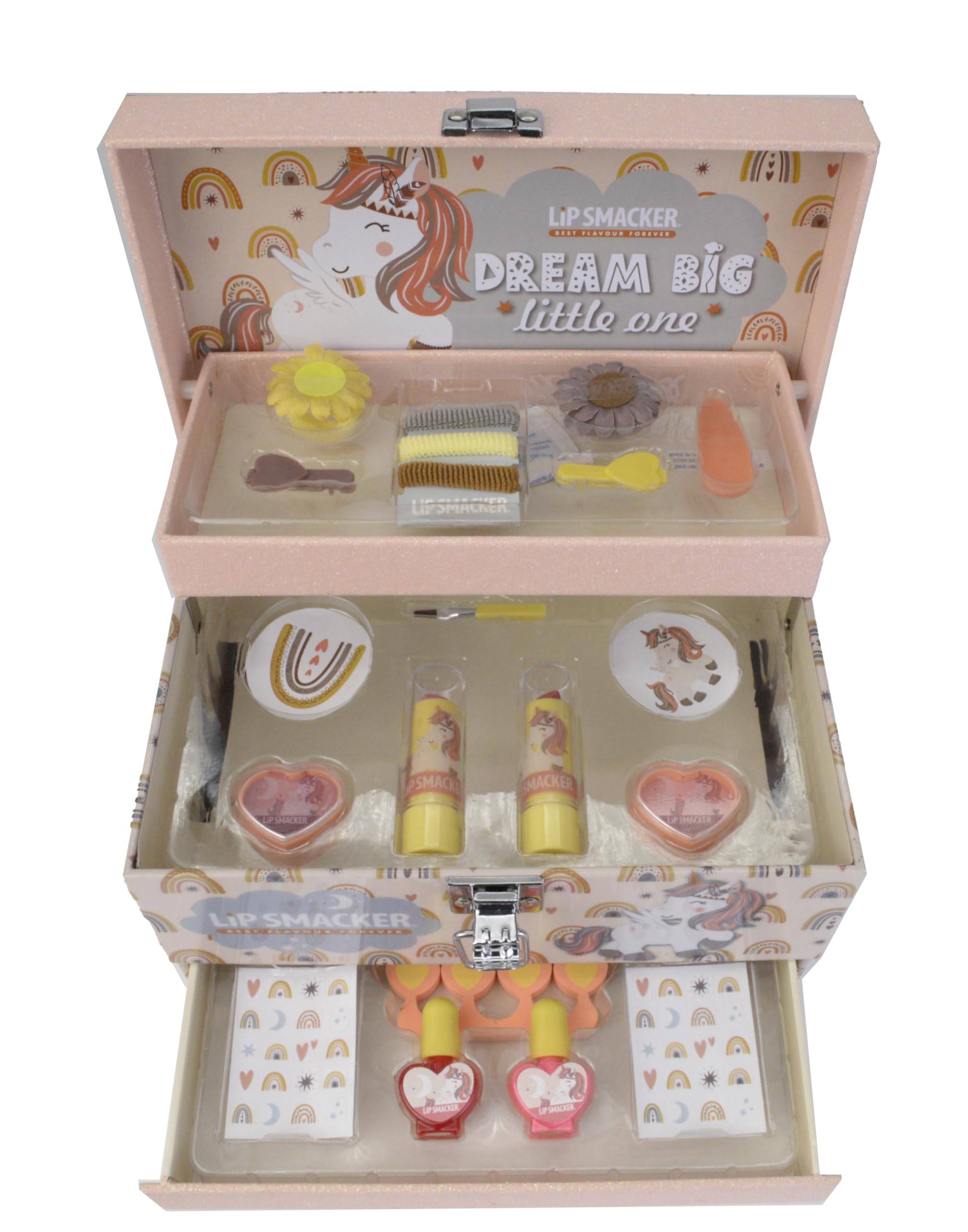 Lip Smacker Beauty Vanity Case, All-in-One Makeup Essentials for Face, Lips and Nails for your Kids' Ultimate Creative Look, Hair Accessories and Applicators Included