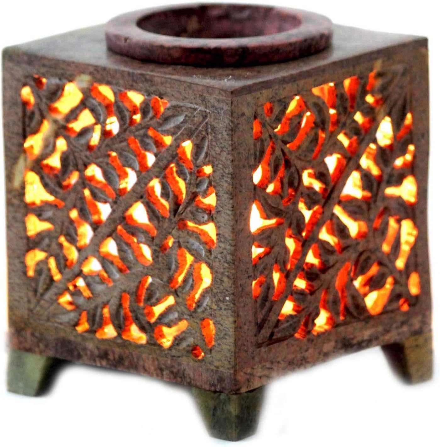 BRAHMZ Stone Electric Aroma Oil Warmer (10.2 x 10.2 x 11.4 cm, Brown)
