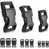 CooBigo 60 Pack Paracord Bracelets Buckles, 5/8, 1/2 and 3/8 Inch Contoured Paracord Buckles, Plastic Side Release Clasp for Parachute 550 Cord Bracelets Clasps Clip Dog Collar Accessories (20 Each)