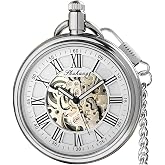 Fogitbok Self Winding Automatic Mechanical Pocket Watch with Chain for Men