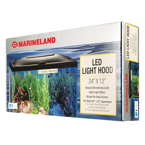 Marineland LED Light Hood for Aquariums, Day & Night Light 24 by 12-Inch,Blacks & Grays