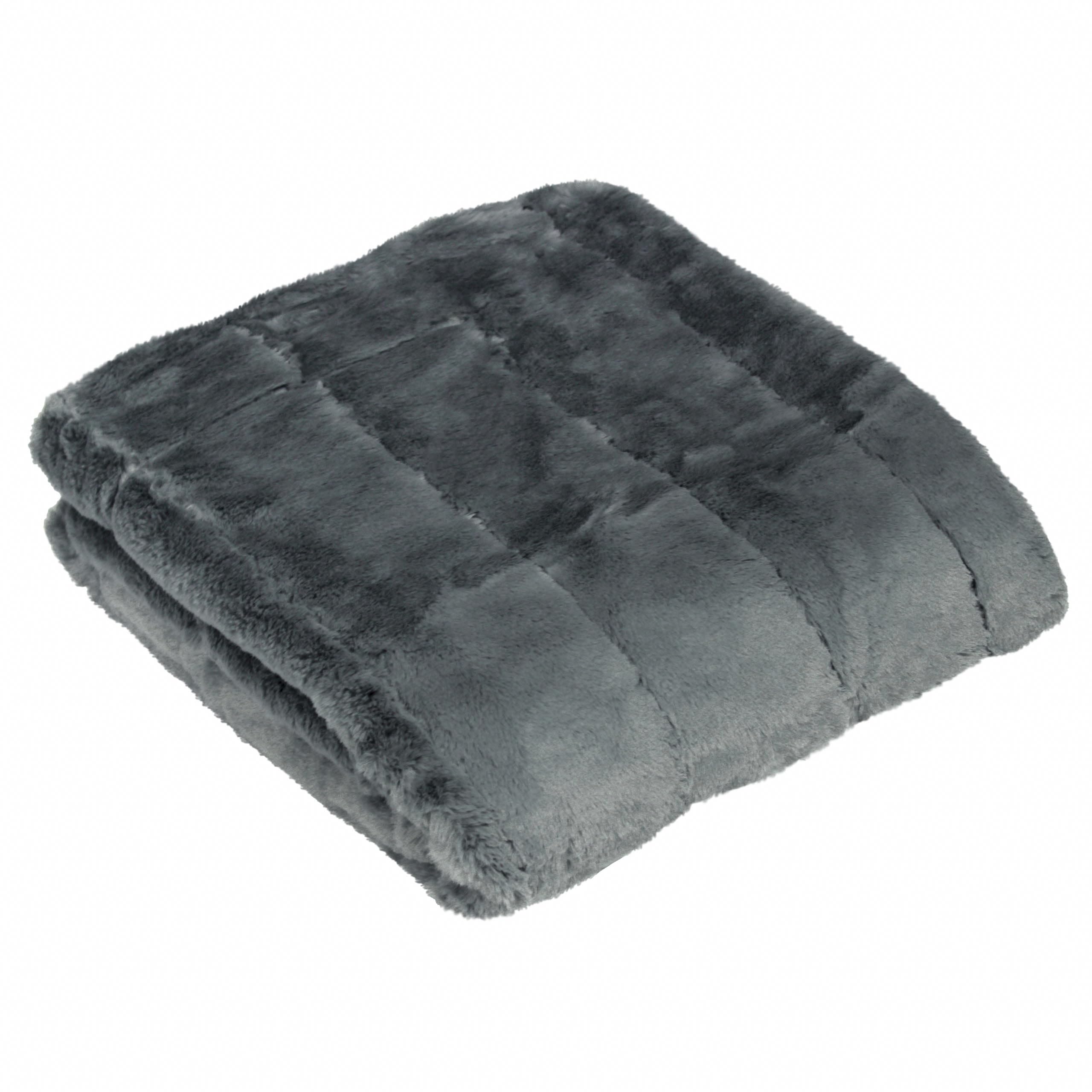 Paoletti Empress Faux Fur Throw – Soft Elegant Heavyweight Minimalist Décor Blanket for Bed or Sofa (Charcoal - 140x200cm)