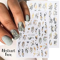 Laser Gold Flowers Leaf Leopard Print Abstract Face