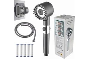 Drivse® Showerhead High Pressure Handheld, 3 Spray Modes Detachable with 79-Inch Hose, Adjustable Bracket & 5 Replacement Fil