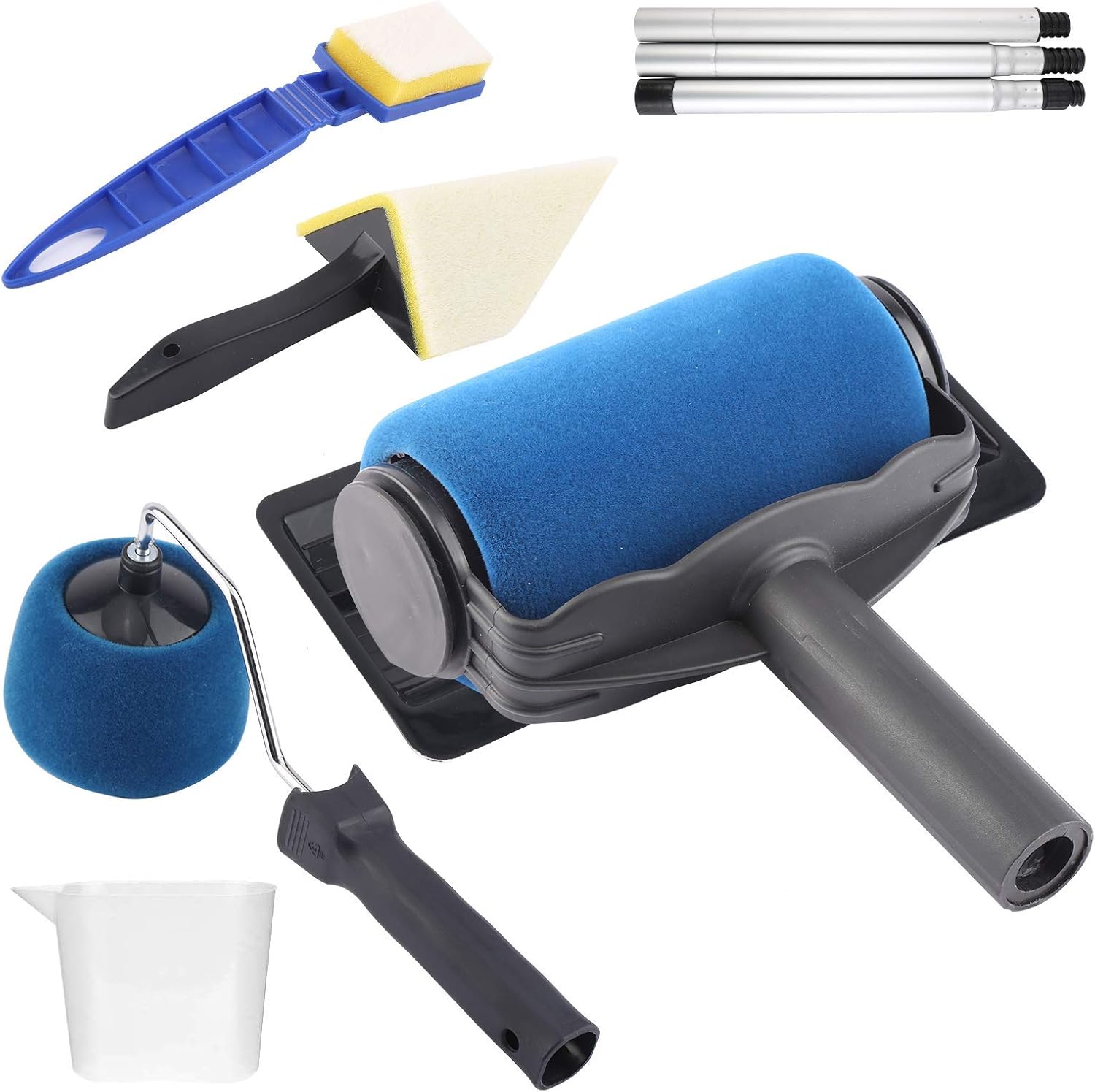 Paint Roller Set 9PCS Refillable Painting Tools Paint Roller and Tray Small Paint Pad Painting
