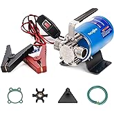 TecHome 12V Water Transfer Pump Water Pump Portable Electric Utility Pump. | 1/10HP 330GPH，with ON/OFF Switch and Suction Hose Kit.